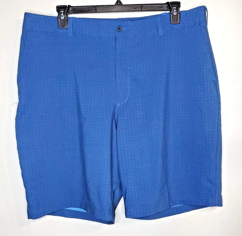Jack Nicklaus Mens Size 40 Blue Weave Print Stretch Tech Golf Chino Shorts
